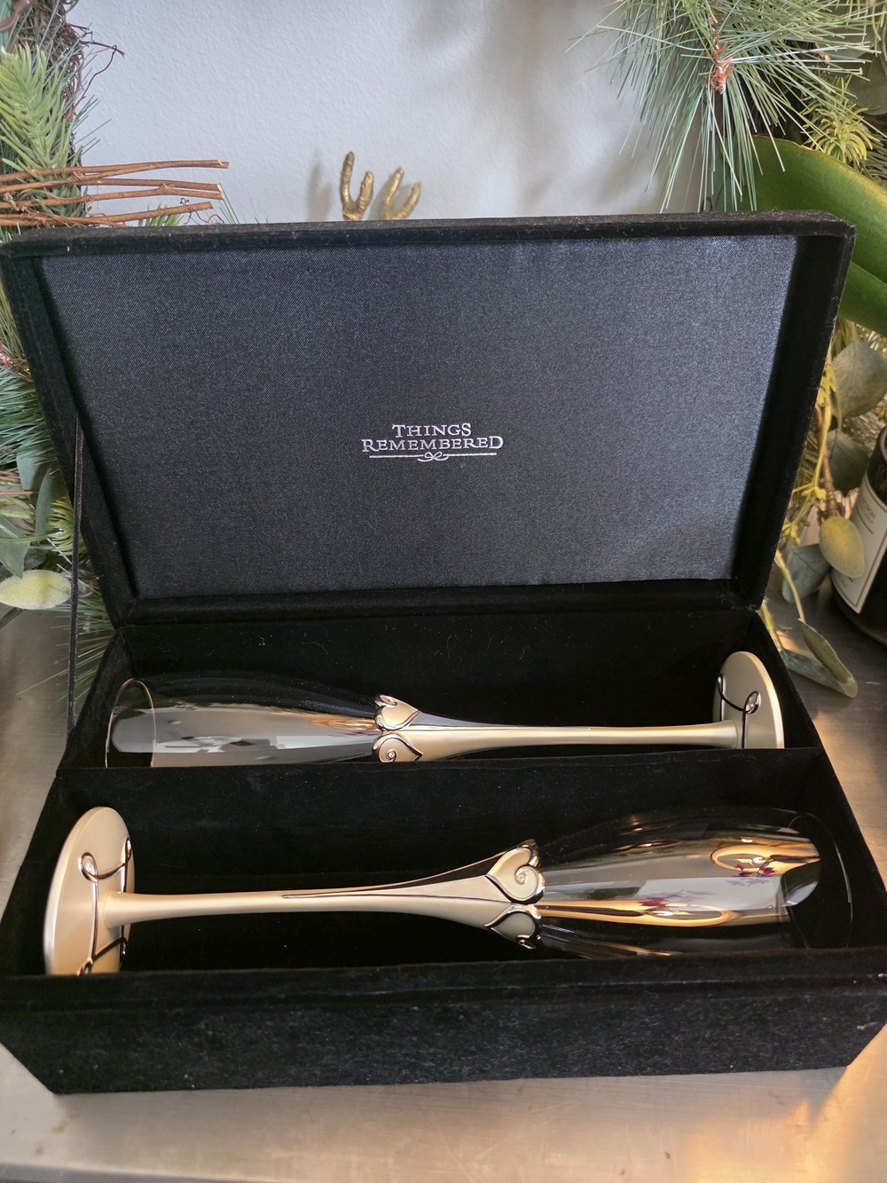 Things Remembered Silver Toasting Flutes - Set of 2